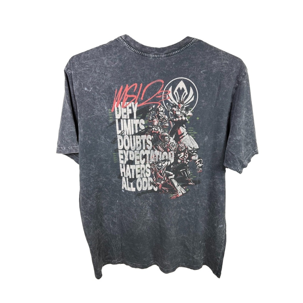 Riot Games League of Legends Defy Worlds Graphic T Shirt XL Acid Wash LoL